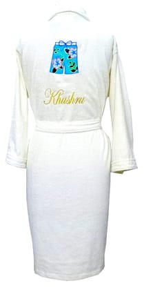 TurtleLittle, Cotton, Personalized Beach Shorts Bathrobe for Teenager Boys with Name and Initials, 350 GSM (Set of 1, Ivory White) TurtleLittle, Cotton, Personalized Beach Shorts Bathrobe for Teenager Boys with Name and Initials, 350 GSM (Set of 1, Ivory White)
