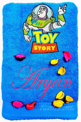TurtleLittle, Cotton, Toy Story's Buzz Lightyear Personalised Kids Bath Towel, 500 GSM (Set of 1, Blue) TurtleLittle, Cotton, Toy Story's Buzz Lightyear Personalised Kids Bath Towel, 500 GSM (Set of 1, Blue)