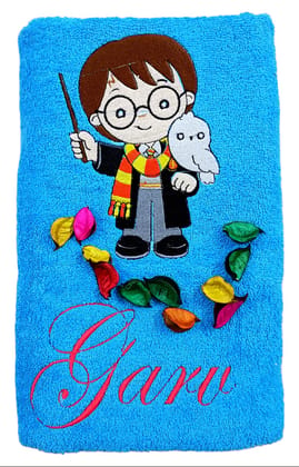 TurtleLittle, Cotton, Baby Harry Potter with Owl Superhero Personalised Kids Bath Towel, 500 GSM (Set of 1, Blue) TurtleLittle, Cotton, Baby Harry Potter with Owl Superhero Personalised Kids Bath Towel, 500 GSM (Set of 1, Blue)