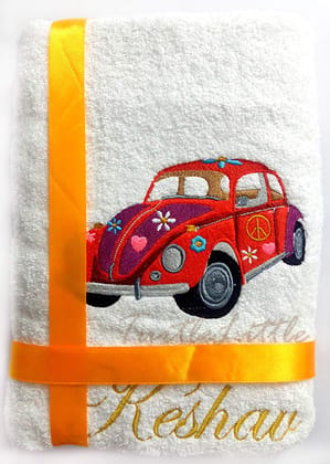 TurtleLittle, 100% Cotton, Red Beetle Personalised Adult Bath Towel, 600 GSM (Set of 1, White) TurtleLittle, 100% Cotton, Red Beetle Personalised Adult Bath Towel, 600 GSM (Set of 1, White)