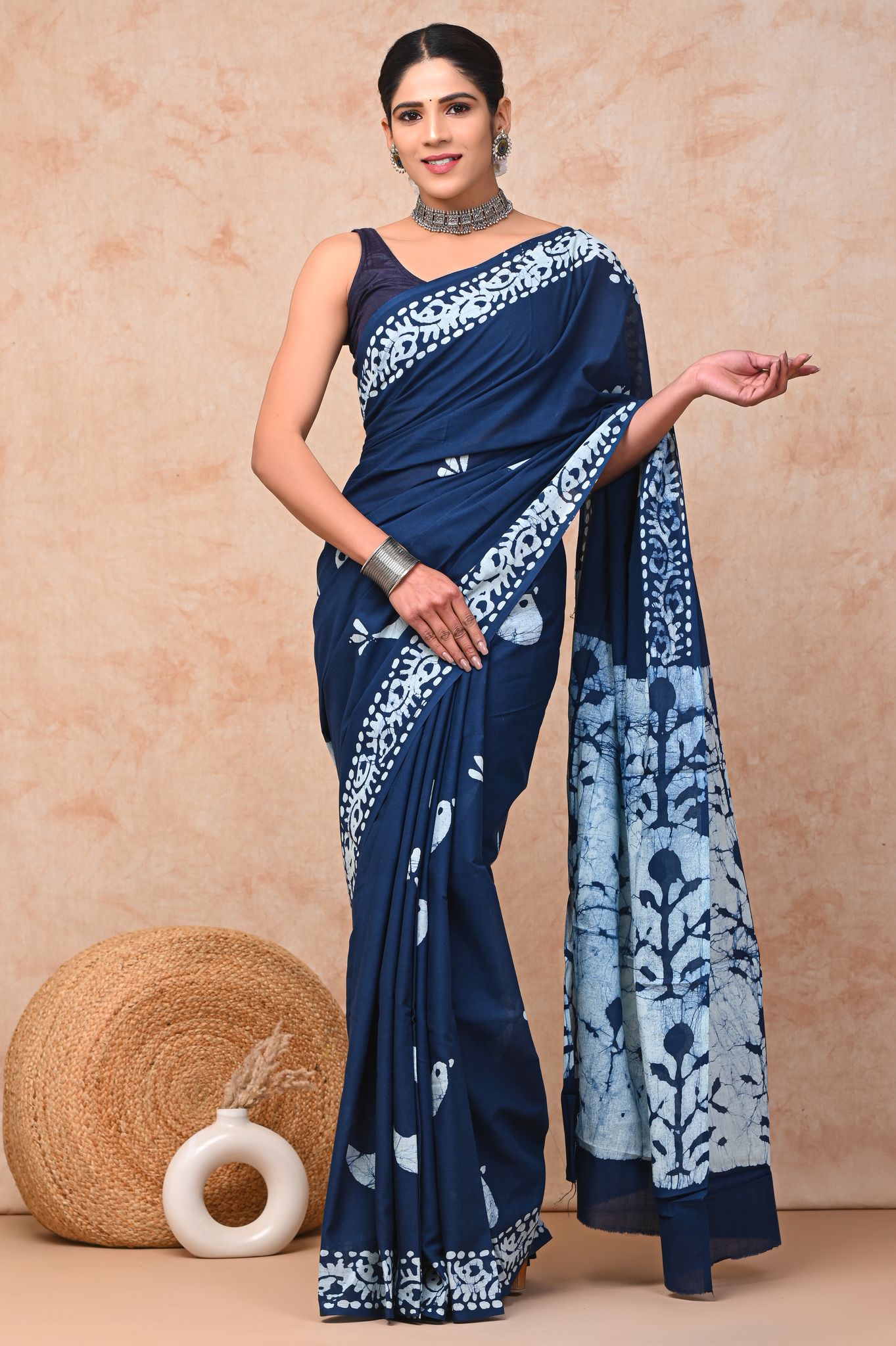Bagru Hand Block Saree (With Blouse Piece)