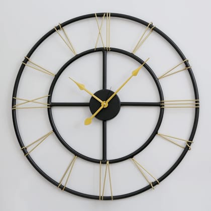 LIGHT ANGLE Metal Designer New Roman Number Heavy Metal Morden Wall Clock for Living Room,Office (R-N-Clock)