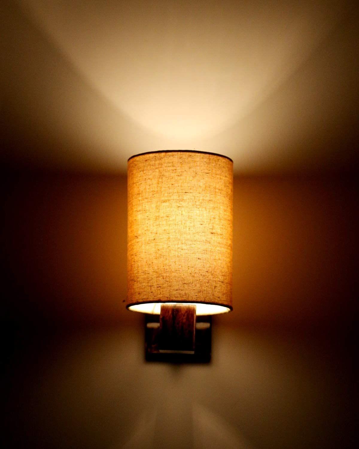 LIGHT ANGLE Wooden Decorative Surface Mounted Wall Lamps for Home Decoration and Bedroom (Gold)