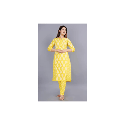 Women Cotton Blend Kurta Pant Dupatta Set