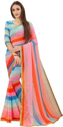 Dream Crushers Women's Sequined Saree With Blouse Piece (Dc_Rainbow_Pink_Pink) Dream Crushers Women's Sequined Saree With Blouse Piece (Dc_Rainbow_Pink_Pink)