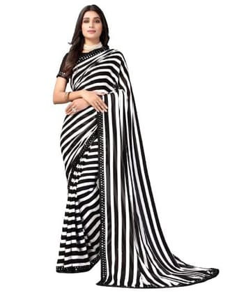 Dream Crushers Women's Sarees Georgette Zebra Printed Pattern Blouse piece Dream Crushers Women's Sarees Georgette Zebra Printed Pattern Blouse piece