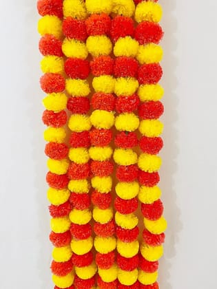 Artificial Marigold Fluffy Flowers Garlands for Festive Pooja Wedding Housewarming Diwali Decorations Festival Events Home Table Bedroom Pooja Room