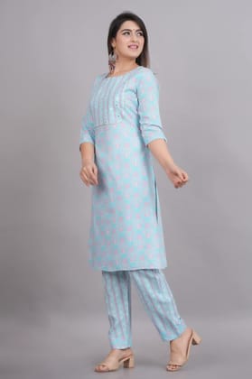 Monica Fashion Women's Rayon Fabric Printed Traditional Straight Printed Kurta and Pant Set Monica Fashion Women's Rayon Fabric Printed Traditional Straight Printed Kurta and Pant Set