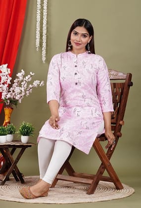 Monika Fashion Pink Color 3/4 Sleeves Rayon Fabric Designer Kurta for Women & Girls Monika Fashion Pink Color 3/4 Sleeves Rayon Fabric Designer Kurta for Women & Girls