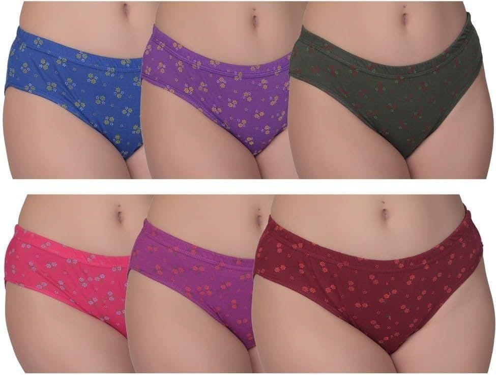 Be PerfectDaily Use Inner Wear Solid Printed Cotton Panties/Panty Brief for Women & Girls Multicolor (Pack of 6)