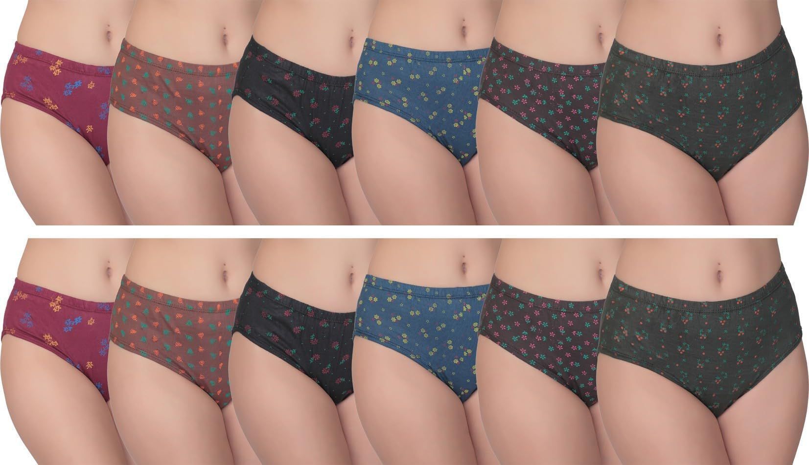 Be PerfectDaily Use Inner Wear Printed Cotton Panties/Panty Brief for Women & Girls (Combo Pack of 12)