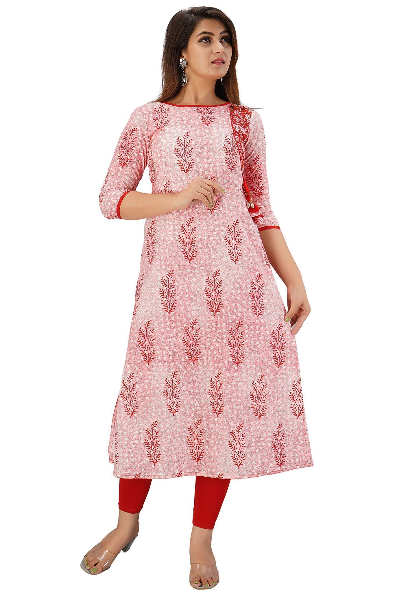 JAIPURETHNICWEAVES Women's Cotton Cambric Floral Printed Straight Kurta