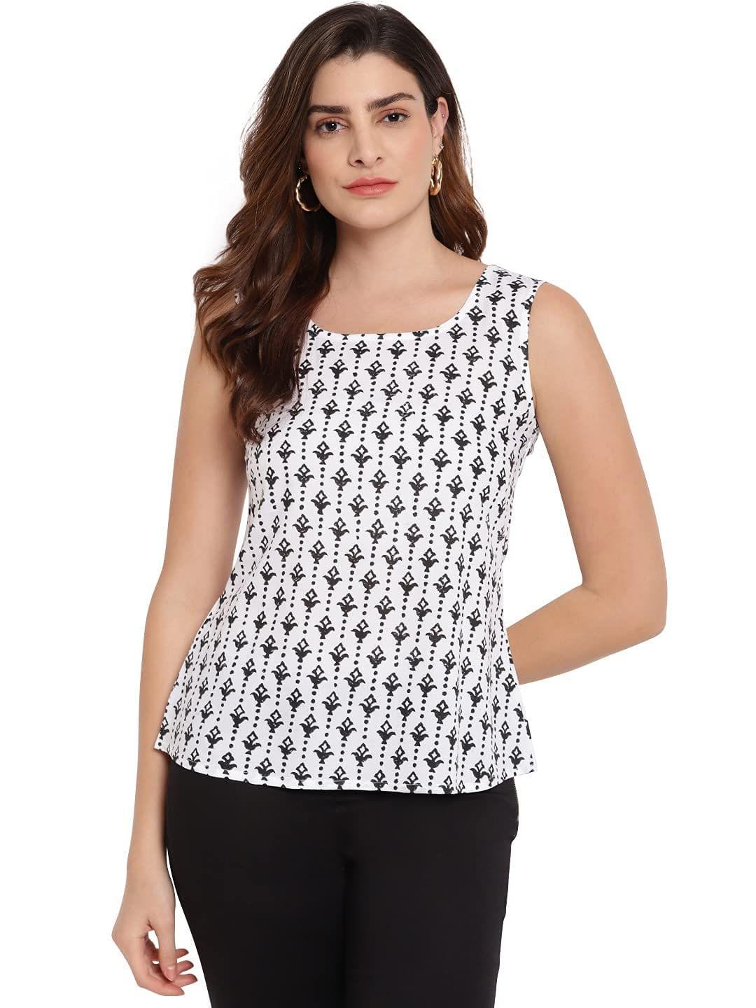 Marc Loire Women's Fashion Western Party & Casual Floral Block Print Top