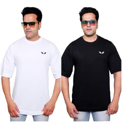 ENCORE FASHION 100% Cotton Breathable Over Sized White & Black Drop Shoulder 3/4 Sleeves T-Shirt Combo ENCORE FASHION 100% Cotton Breathable Over Sized White & Black Drop Shoulder 3/4 Sleeves T-Shirt Combo