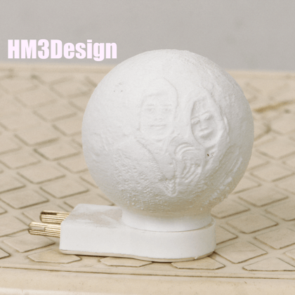 HM3Design Customized 3D Moon Night Lamp with Photo and Text/Gift for Anniversary, Birthday, Wedding (6.2cm)