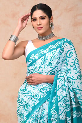 Bagru Hand Block Saree (With Blouse Piece)