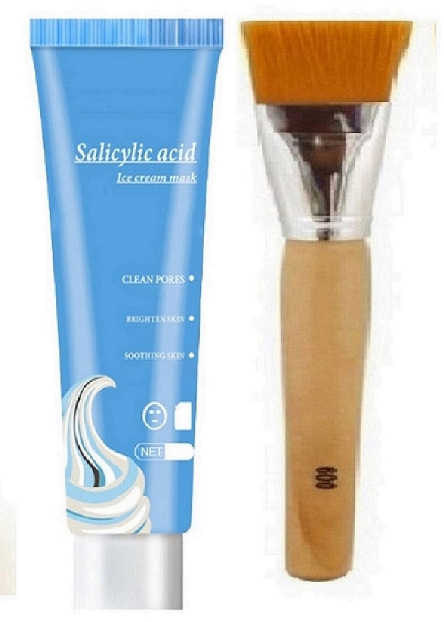 Elecsera Ice Cream Mask Acne Moisturizing Smear Mask Blackheads Remover Mask Cleansing & Shrinking Pores with Bleach Brush (2 Items in the set)