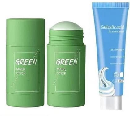 Elecsera Green Mask Stick With Charcoal Peel Off Blackhead Mask Cream And Salicylic Ultra Cleansing Mask Ice Cream Mask (290 ml)