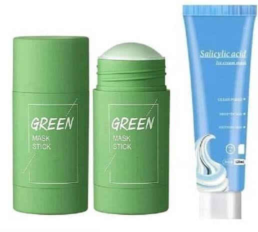 Elecsera Green Mask Stick With Charcoal Peel Off Blackhead Mask Cream And Salicylic Ultra Cleansing Mask Ice Cream Mask (290 ml)