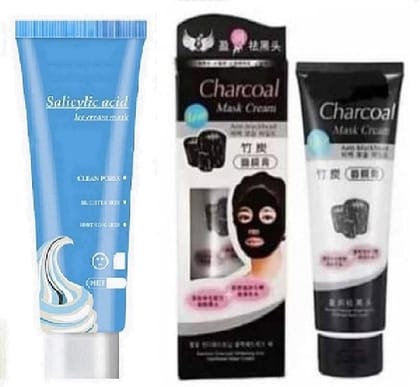 Elecsera Ice Cream Mask Clean Pores Ultra Cleansing Mask Ice Cream Mask Gel Blue Bag Chinese, Blackheads Remover| Pore Cleansing and Shrinking with charcoal tube mask (2 Items in the set)