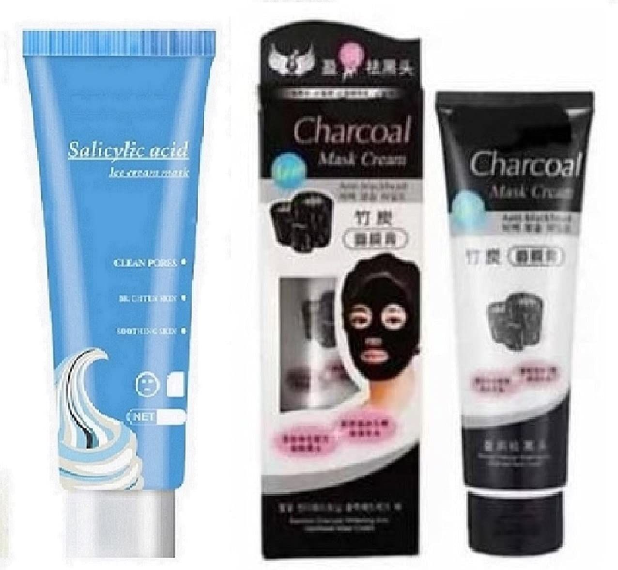 Elecsera Ice Cream Mask Clean Pores Ultra Cleansing Mask Ice Cream Mask Gel Blue Bag Chinese, Blackheads Remover| Pore Cleansing and Shrinking with charcoal tube mask (2 Items in the set)