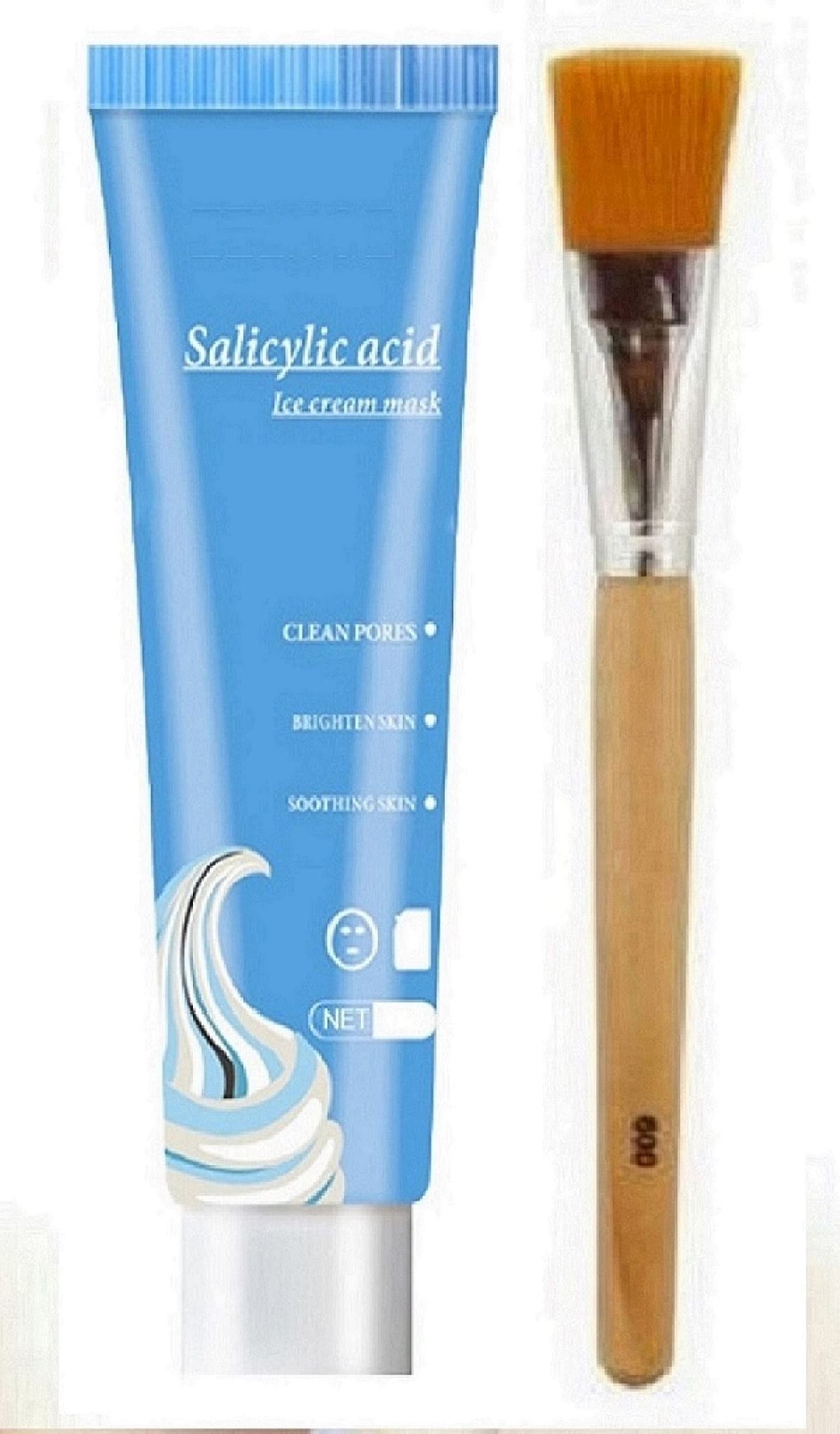 Elecsera Original Ice Cream Mask Acne Moisturizing Smear Mask Blackheads Remover Mask Cleansing & Shrinking Pores with Face Brush (2 Items in the set)