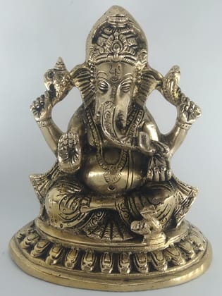 OJKMart Lord Ganesha Brass Statue Hindu God Ganesh Ganpati Sitting Idol Sculpture Good Luck & Success OJKMart Lord Ganesha Brass Statue Hindu God Ganesh Ganpati Sitting Idol Sculpture Good Luck & Success