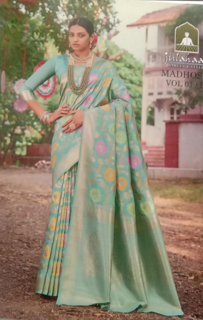 Pure Silk Saree with designer full work padar and blouse