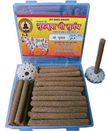 Gurushraddha Dhoop Sticks Gugal Cow dung Herbal Organic Ecofriendly Natural Guggul Dhoop Batti Bamboo Less Incense Sticks (60 Sticks).with Holder Stand Gurushraddha Dhoop Sticks Gugal Cow dung Herbal Organic Ecofriendly Natural Guggul Dhoop Batti Bamboo Less Incense Sticks (60 Sticks).with Holder Stand