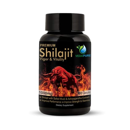 VEDAPURE Shilajit |Premium Gold Shilajit Capsules with Safed Musli & Ashwagandha | Shilajit Original Capsules for Men to built Strength & Stamina | Lab Tested Shilajit-1000 Mg, 60 Capsules VEDAPURE Shilajit |Premium Gold Shilajit Capsules with Safed Musli & Ashwagandha | Shilajit Original Capsules for Men to built Strength & Stamina | Lab Tested Shilajit-1000 Mg, 60 Capsules