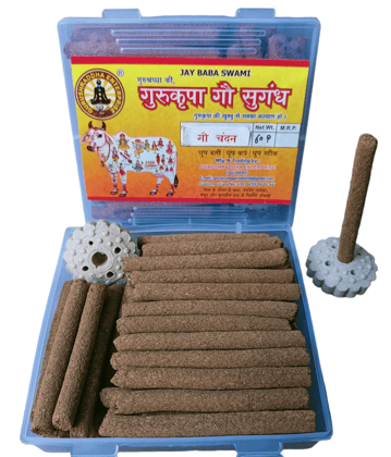 Gurushraddha Dhoop Sticks Chandan Cow dung Herbal Organic Ecofriendly Natural Sandal Dhoop Batti Bamboo Less Incense Sticks (60 Sticks).with Holder Stand Gurushraddha Dhoop Sticks Chandan Cow dung Herbal Organic Ecofriendly Natural Sandal Dhoop Batti Bamboo Less Incense Sticks (60 Sticks).with Holder Stand