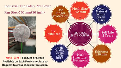 RC Netting Solutions Industrial Fan Safety Net Cover for Finger Protection - Standard Fan Size or Sweep- 750 mm (30 inch) Industrial Fan net Cover (Black) RC Netting Solutions Industrial Fan Safety Net Cover for Finger Protection - Standard Fan Size or Sweep- 750 mm (30 inch) Industrial Fan net Cover (Black)