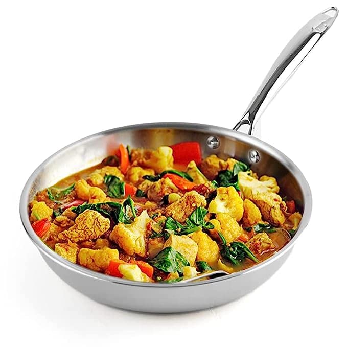 Premium Stainless Steel Frying Pan with Ergonomic Handle