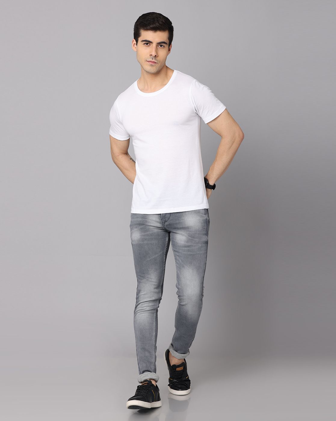 Crepeon Mens Plain Round Neck T shirt