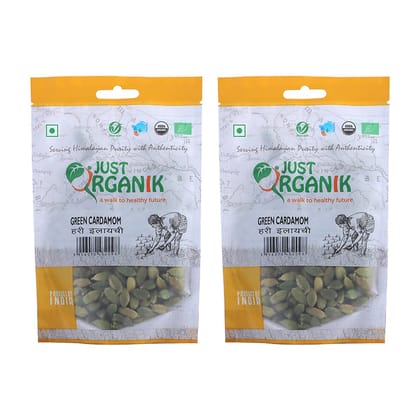 Just Organik Green Cardamom Whole 100g, (2 x 50 g), 100% Organic Just Organik Green Cardamom Whole 100g, (2 x 50 g), 100% Organic