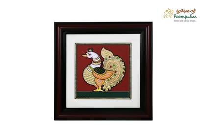 Poompuhar Peacock Tanjore Painting (Gold Foil Work,14X14 inch), Multicolour ) Poompuhar Peacock Tanjore Painting (Gold Foil Work,14X14 inch), Multicolour )