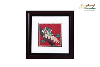 Poompuhar Peacock Tanjore Painting (Gold Foil Work,6x6inch), Multicolour ) Poompuhar Peacock Tanjore Painting (Gold Foil Work,6x6inch), Multicolour )
