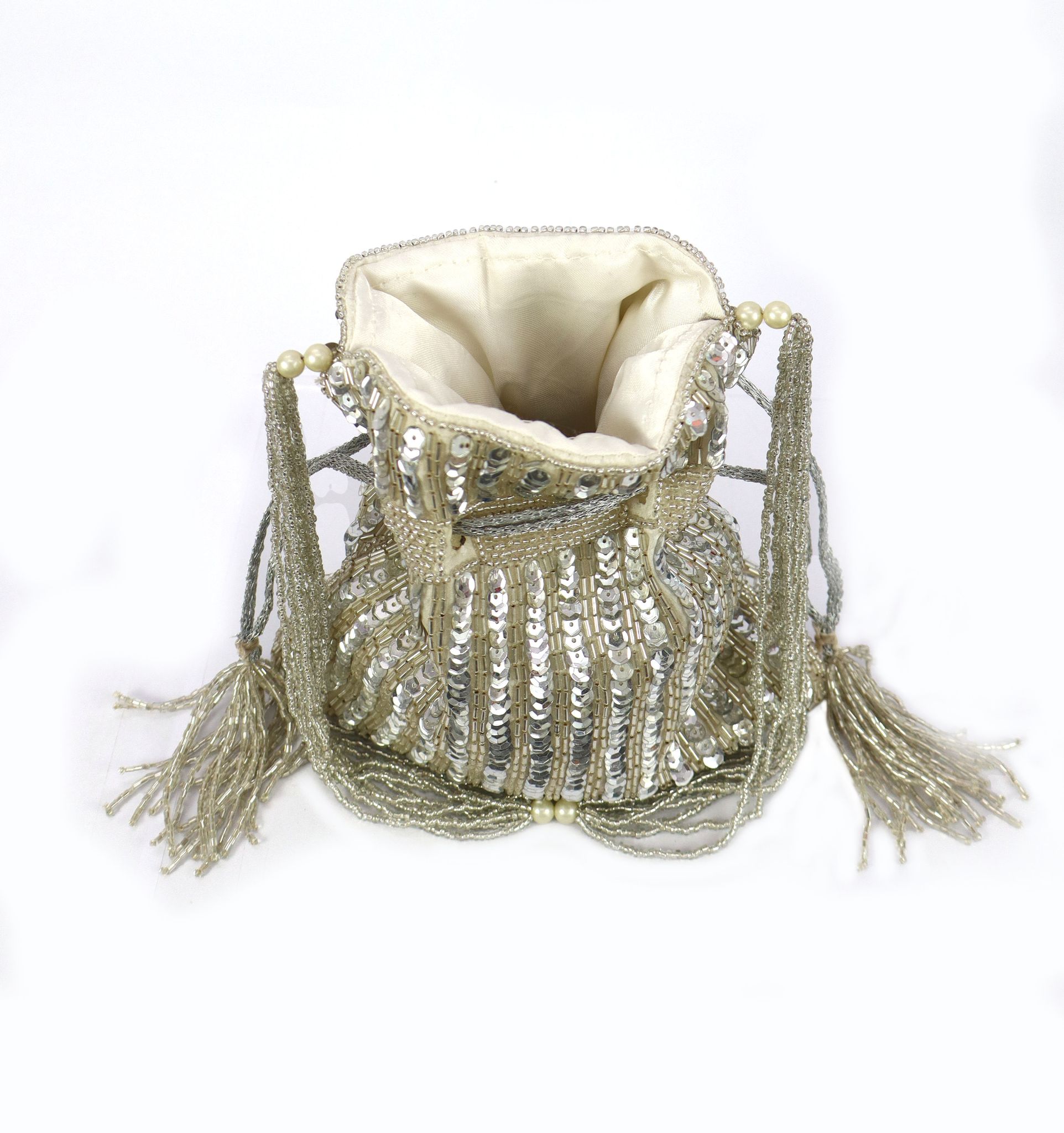 Bead And Sequin Embellished FHS Potli Bag- Multi colour