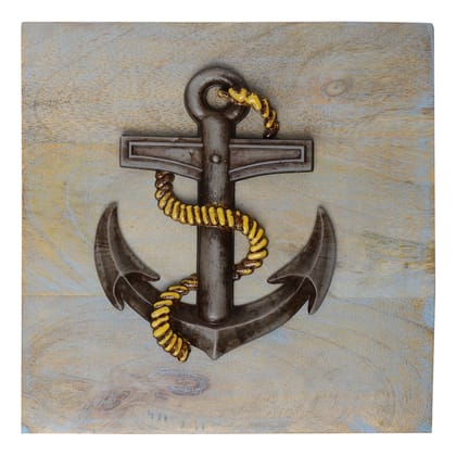 The Cocotier® Nautical Charm on Your Wall: Wood & Polystone Anchor Wall Plates | Wall plates decor hanging, plates for wall decoration. (L:18X W:3 X H:19.5cm).