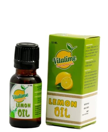 Vitalime Lemon Oil - Pure Essential Oil for Aromatherapy & Skincare (15ml)