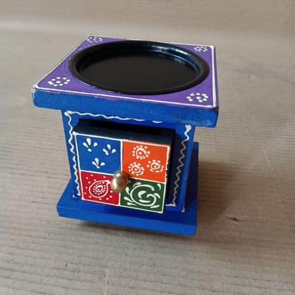 \Wooden Handpainted candle stand Shaped Colorful Multipurpose Decorative Box | jewellery store Showpiece Box