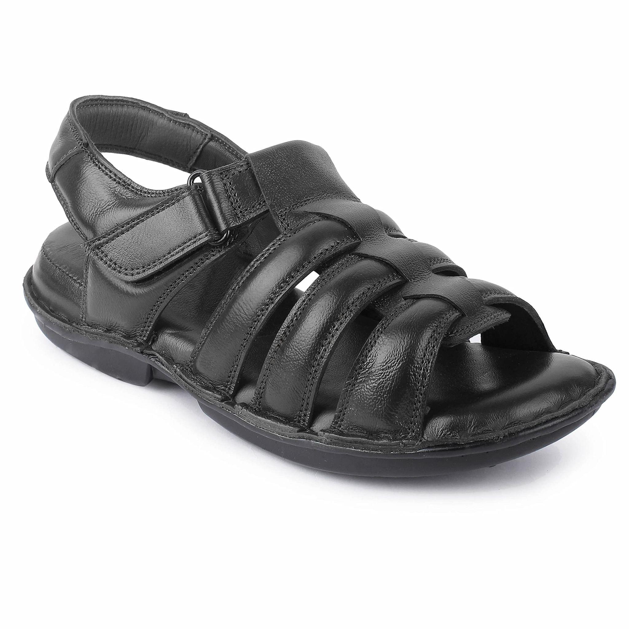 FEATHER LEATHER Genuine Leather Comfortable Sandals & Floaters - Stylish & Flexible Sandals For Men (UK 6 to UK 10)
