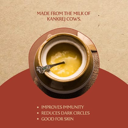 Indicow Foods Vedic Bilona A2 Cow Ghee 1L | (Kankrej Cow A2 Vedic Bilona Ghee 1L) | Grass Fed, Hand Churned, 100% Pure and Preservative Free
