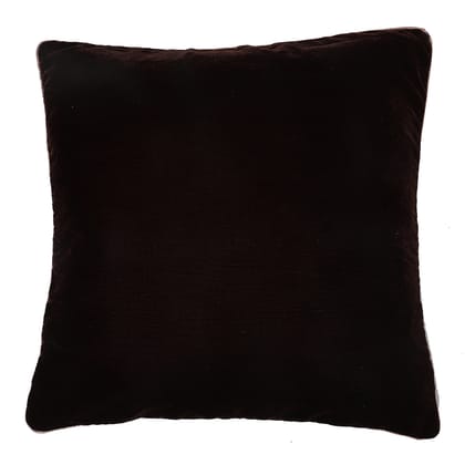 The Cocotier® Plain Velvet Cushion Cover with Mauve pipeing, Zip Closure. (Brown,16 X 16).