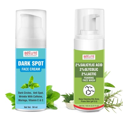 BECUTE Professional Dark Spot Face Cream+2% Salicylic Acid Foaming Face Wash - Combo Pack, 200 mL BECUTE Professional Dark Spot Face Cream+2% Salicylic Acid Foaming Face Wash - Combo Pack, 200 mL