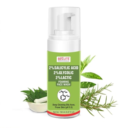 BECUTE Professional 2% Salicylic Acid Foaming Face Wash for Deep Cleansing Oily Acne, Prone Skin 150 mL BECUTE Professional 2% Salicylic Acid Foaming Face Wash for Deep Cleansing Oily Acne, Prone Skin 150 mL