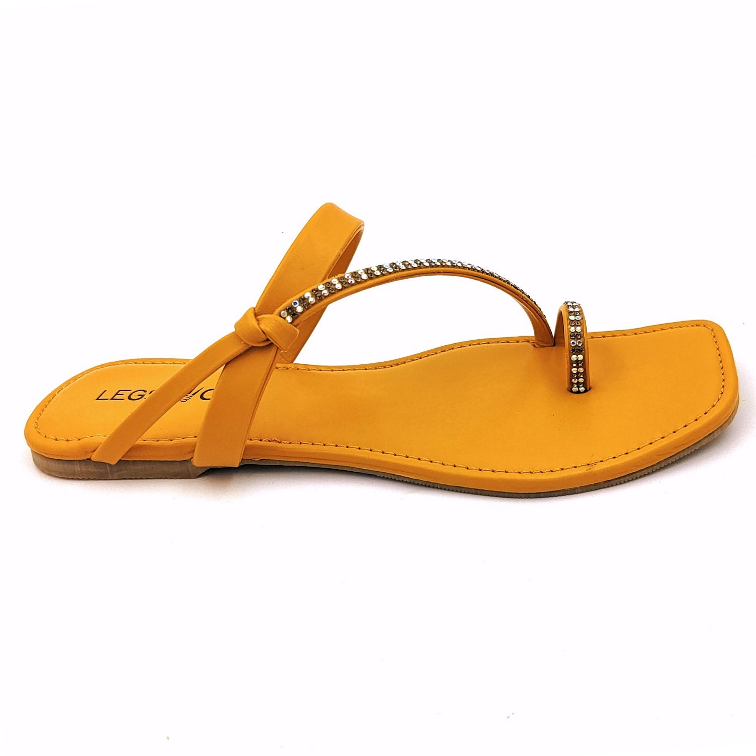 LEGS GO Stylish work Straps flats Fancy Sandal for Women  | Casual | Mustard Yellow |