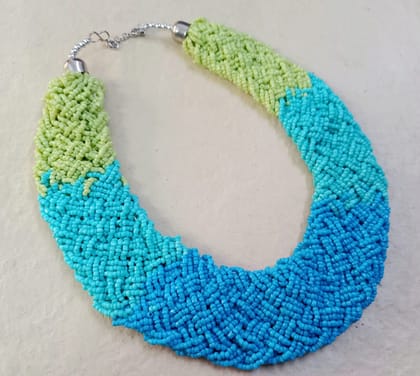 ARADHYA  beads necklace Indian seed braid style blue shades Necklace for women and girls