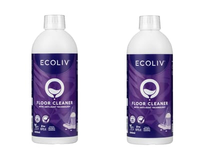 Ecoliv Liquid Floor Cleaner 500 ml Bottle (Pack of 2)| 97% Natural| Anti Dust Technology| Tea Tree Oil| Non Sticky| Residue Free and Streak Free| Pet Safe & Baby Safe