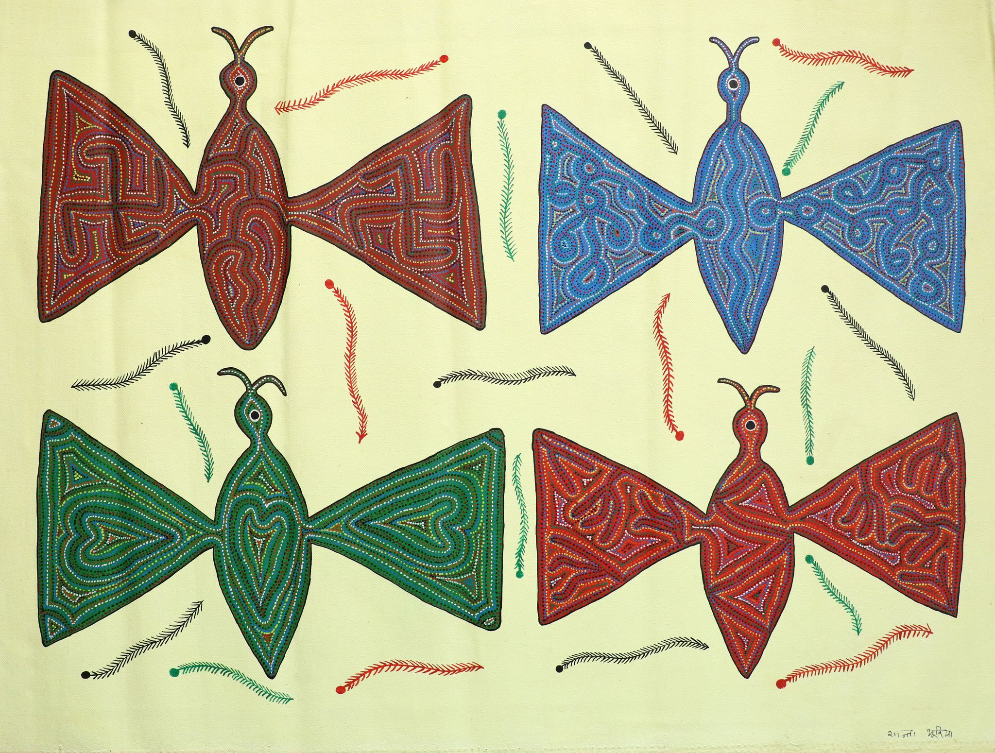 Tribes India Handmade Painting Gond Canvas 40x33 1TPNGNDMP01822